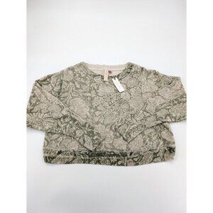 Pilcro Bloomingprint Lightweight Floral Sweater Small‎ Green Tan NWT Pullover